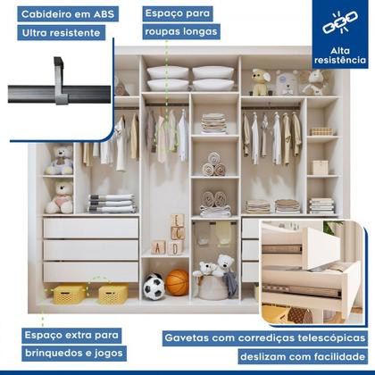 Imagem de Quarto Infantil Completo Amara 1 Porta 10 Gavetas Branco Aurora - Minastex