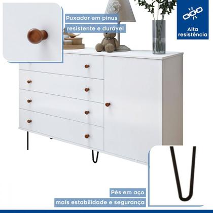 Imagem de Quarto Infantil Completo Amara 1 Porta 10 Gavetas Branco Aurora - Minastex