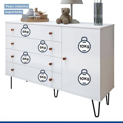 Imagem de Quarto Infantil Completo Amara 1 Porta 10 Gavetas Branco Aurora - Minastex