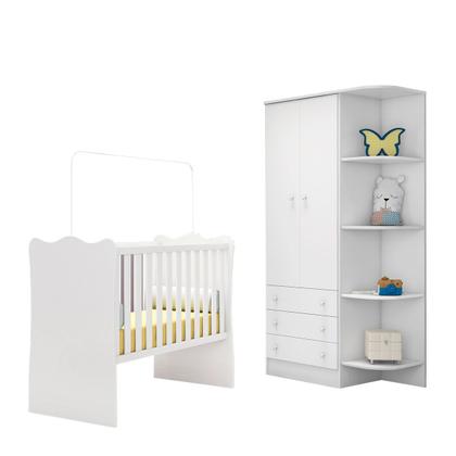 Imagem de Quarto Infantil Completo Ana 2 Portas 3 Gavetas Branco - Pnr Móveis