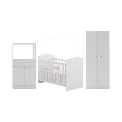 Imagem de Quarto Infantil Completo Berço com Colchão Incluso Guarda-Roupa e Cômoda Multimóveis MP4359