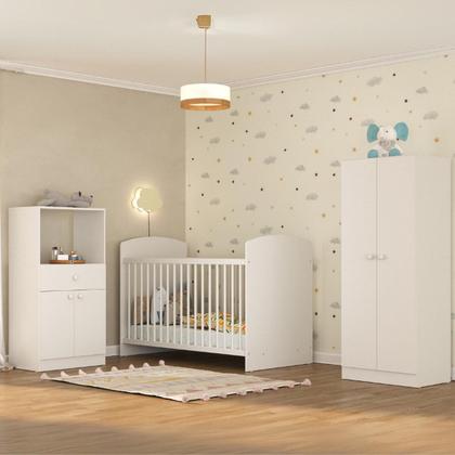 Imagem de Quarto Infantil Completo Berço com Colchão Incluso Guarda-Roupa e Cômoda Multimóveis MP4359