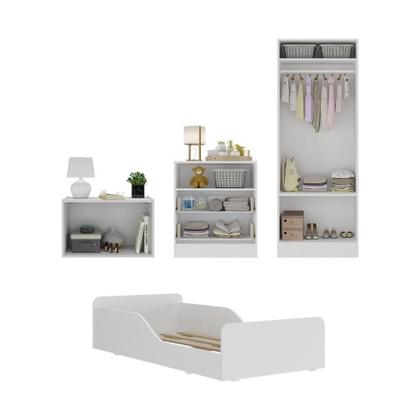 Imagem de Quarto Infantil Completo C/ Minicama E Mesa Cabeceira Multimóveis Mp4204 Branco Branco