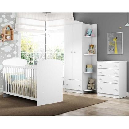 Imagem de Quarto Infantil Completo Colchão Berço Guarda Roupa e Cômoda