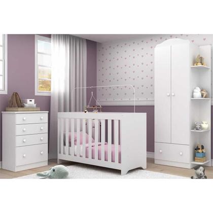 Imagem de Quarto Infantil Completo com Berço 3x1 Multimóveis FG3033 Branco/Colorido