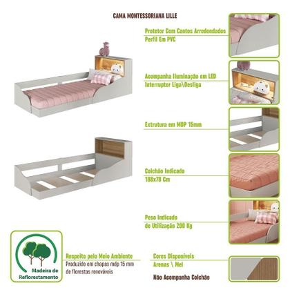 Imagem de Quarto Infantil Completo com cama solteiro com iluminação LED Montessoriano LILLE Arenas