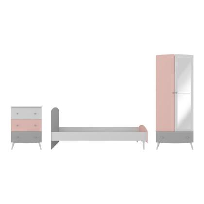 Imagem de Quarto Infantil Completo Com Colchão Incluso Doçura Multimóveis Mp4333 Branco/cinza/rosa