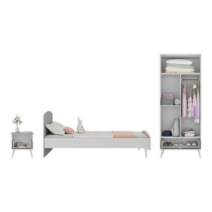 Imagem de Quarto Infantil Completo Com Colchão Incluso Doçura Multimóveis Mp4334 Branco/cinza/rosa