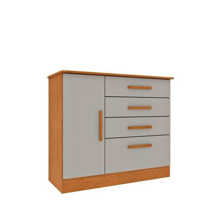 Imagem de Quarto Infantil Completo com Guarda-Roupa Cômoda e Cama 100% MDF Harmonia Espresso Móveis Cinamomo / Off White