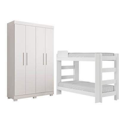 Imagem de Quarto Infantil Completo com Guarda-roupa e Beliche Théo