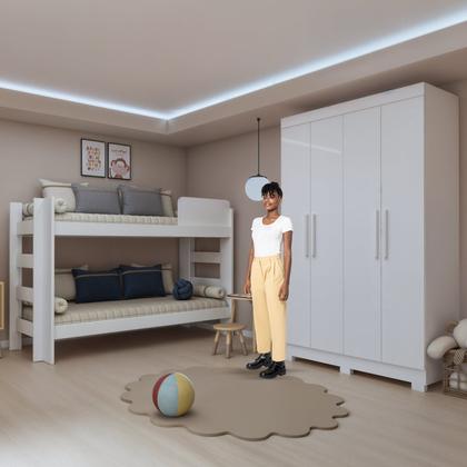 Imagem de Quarto Infantil Completo com Guarda-roupa e Beliche Théo