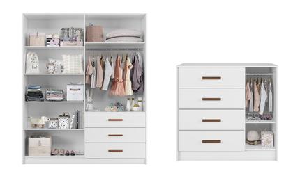 Imagem de Quarto Infantil Completo com Roupeiro, Comoda Pérola e Berço Encanto Branco - Peternella
