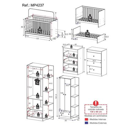 Imagem de Quarto Infantil Completo Doce de Leite Multimóveis MP4237