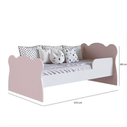 Imagem de Quarto Infantil Completo Docinho com Guarda Roupa, Cômoda, Mini Cama e Nicho Espresso Móveis Branco/Rosa