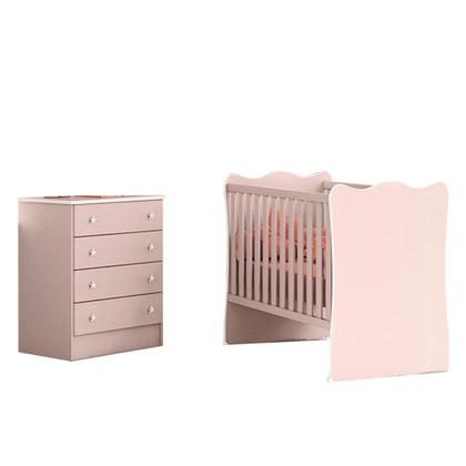 Imagem de Quarto Infantil Completo Estrela 4 Gavetas Rosa - Pnr Móveis