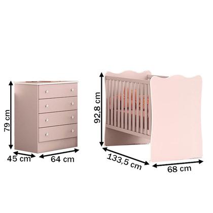 Imagem de Quarto Infantil Completo Estrela 4 Gavetas Rosa - Pnr Móveis