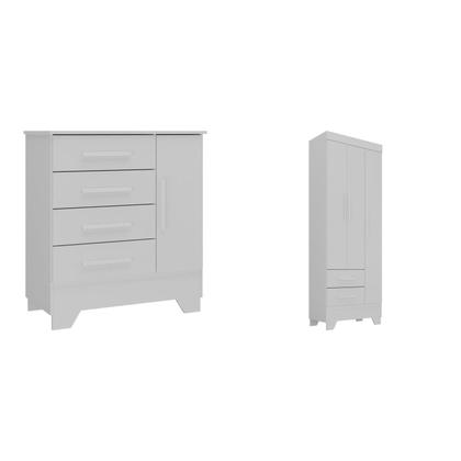 Imagem de Quarto Infantil Completo Guarda Roupa 3 Portas 2 Gavetas com Cômoda Selene