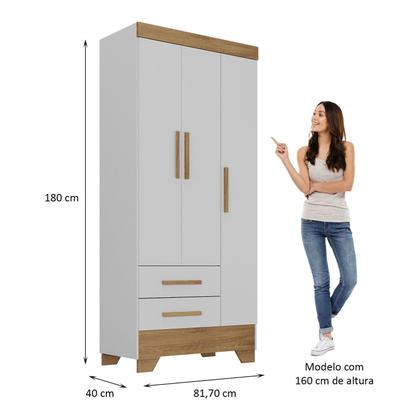 Imagem de Quarto Infantil Completo Guarda Roupa 3 Portas 2 Gavetas com Cômoda Selene Espresso Móveis