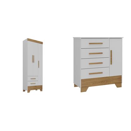 Imagem de Quarto Infantil Completo Guarda Roupa 3 Portas 2 Gavetas com Cômoda Selene Espresso Móveis