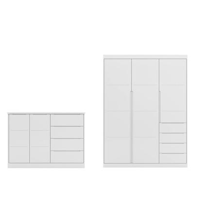 Imagem de Quarto Infantil Completo Guarda Roupa 3 Portas 4 Gavetas com Cômoda 2 Portas 3 Gavetas Branco