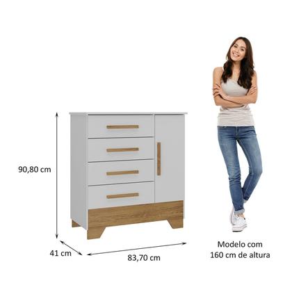 Imagem de Quarto Infantil Completo Guarda Roupa 4 Portas 2 Gavetas com Cômoda Liz Espresso Móveis
