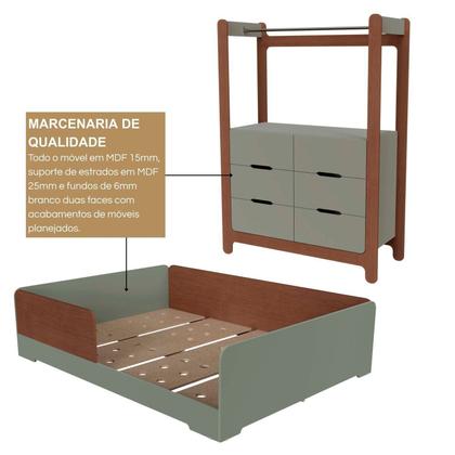 Imagem de Quarto Infantil Completo Guarda-roupa Closet e Cama Casal Montessoriana 100% Mdf Olivia e Mark