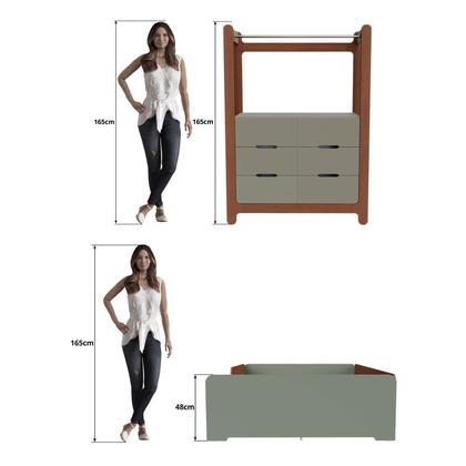 Imagem de Quarto Infantil Completo Guarda-roupa Closet e Cama Casal Montessoriana 100% Mdf Olivia e Mark