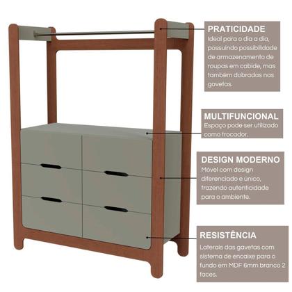 Imagem de Quarto Infantil Completo Guarda-roupa Closet e Cama Casal Montessoriana 100% Mdf Olivia e Mark