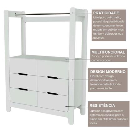 Imagem de Quarto Infantil Completo Guarda-roupa Closet e Cama Solteiro Montessoriana 100% Mdf Olivia e Mark