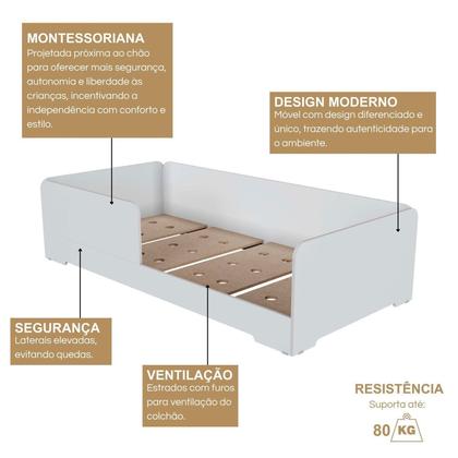 Imagem de Quarto Infantil Completo Guarda-roupa Closet e Cama Solteiro Montessoriana 100% Mdf Olivia e Mark