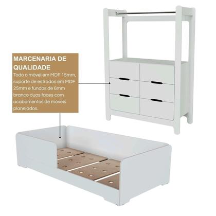 Imagem de Quarto Infantil Completo Guarda-roupa Closet e Cama Solteiro Montessoriana 100% Mdf Olivia e Mark