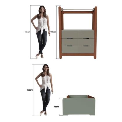 Imagem de Quarto Infantil Completo Guarda-Roupa Closet e Cama Solteiro Montessoriana 100% MDF Olivia e Mark Verti/ Castanho