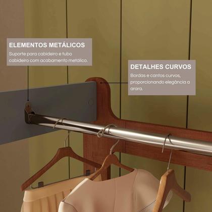 Imagem de Quarto Infantil Completo Guarda-Roupa Closet e Cama Solteiro Montessoriana 100% MDF Olivia e Mark Verti/ Castanho