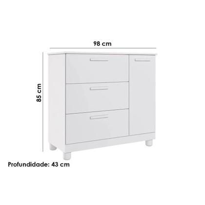 Imagem de Quarto Infantil Completo Helena Guarda Roupa, Cômoda e Berço Mini Cama Nature/Branco - Permobili