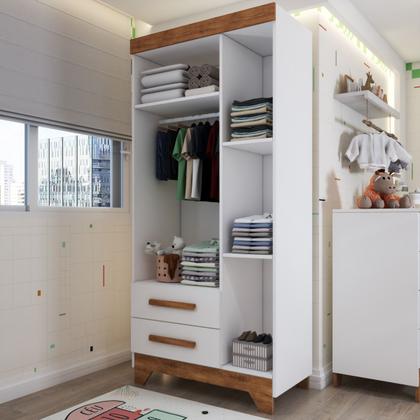 Imagem de Quarto Infantil Completo Kids 4 Portas 6 Gavetas Branco/Nature - Panorama Móveis