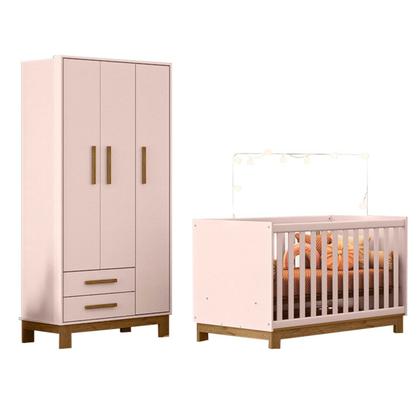 Imagem de Quarto Infantil Completo Lion 3 Portas 2 Gavetas Rosa - Pnr Móveis