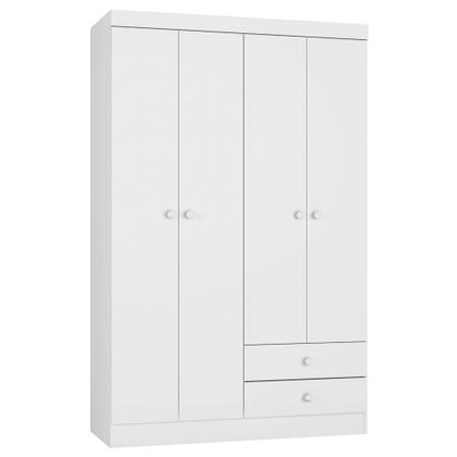 Imagem de Quarto Infantil Completo Louise com Guarda Roupa 04 Portas Cômoda e Nichos Branco - Desk Design