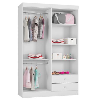Imagem de Quarto Infantil Completo Louise com Guarda Roupa 04 Portas Cômoda e Nichos Branco - Desk Design