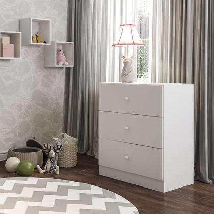 Imagem de Quarto Infantil Completo Louise com Guarda Roupa 04 Portas Cômoda e Nichos Branco - Desk Design