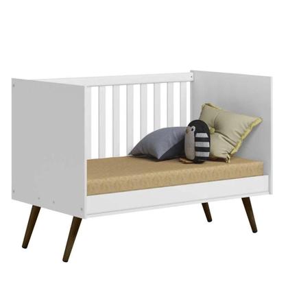 Imagem de Quarto Infantil Completo Lunna Guarda Roupa Comoda e Berço Mini Cama Retro Branco
