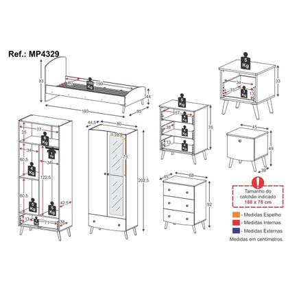 Imagem de Quarto Infantil Completo para Colchão 188x78cm Doçura Multimóveis MP4329