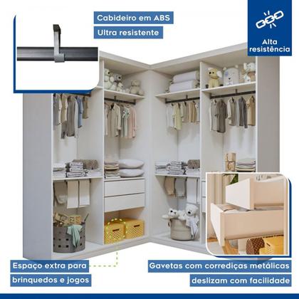 Imagem de Quarto Infantil Completo Seraphina 1 Porta 8 Gavetas Branco Aurora - Minastex