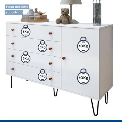 Imagem de Quarto Infantil Completo Seraphina 1 Porta 8 Gavetas Branco Aurora - Minastex