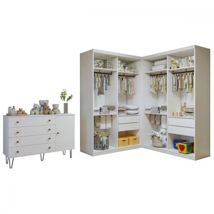 Imagem de Quarto Infantil Completo Seraphina 1 Porta 8 Gavetas Branco Aurora - Minastex
