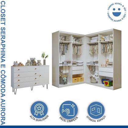 Imagem de Quarto Infantil Completo Seraphina 1 Porta 8 Gavetas Branco Aurora - Minastex
