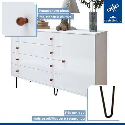 Imagem de Quarto Infantil Completo Seraphina 1 Porta 8 Gavetas Branco Aurora - Minastex