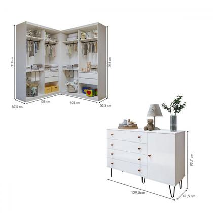 Imagem de Quarto Infantil Completo Seraphina 1 Porta 8 Gavetas Branco Aurora - Minastex