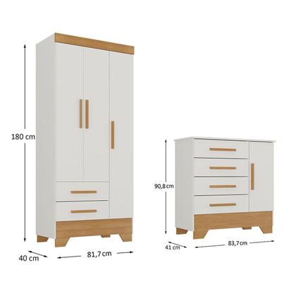 Imagem de Quarto Infantil Completo Soninho 4 Portas 6 Gavetas Branco/Cinamomo - Panorama Móveis
