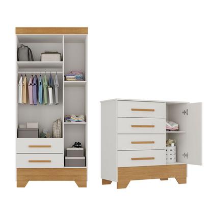 Imagem de Quarto Infantil Completo Soninho 4 Portas 6 Gavetas Branco/Cinamomo - Panorama Móveis