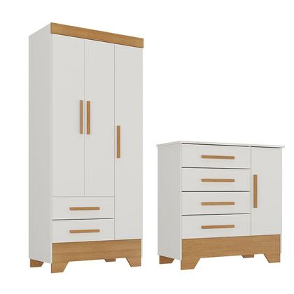 Imagem de Quarto Infantil Completo Soninho 4 Portas 6 Gavetas Branco/Cinamomo - Panorama Móveis